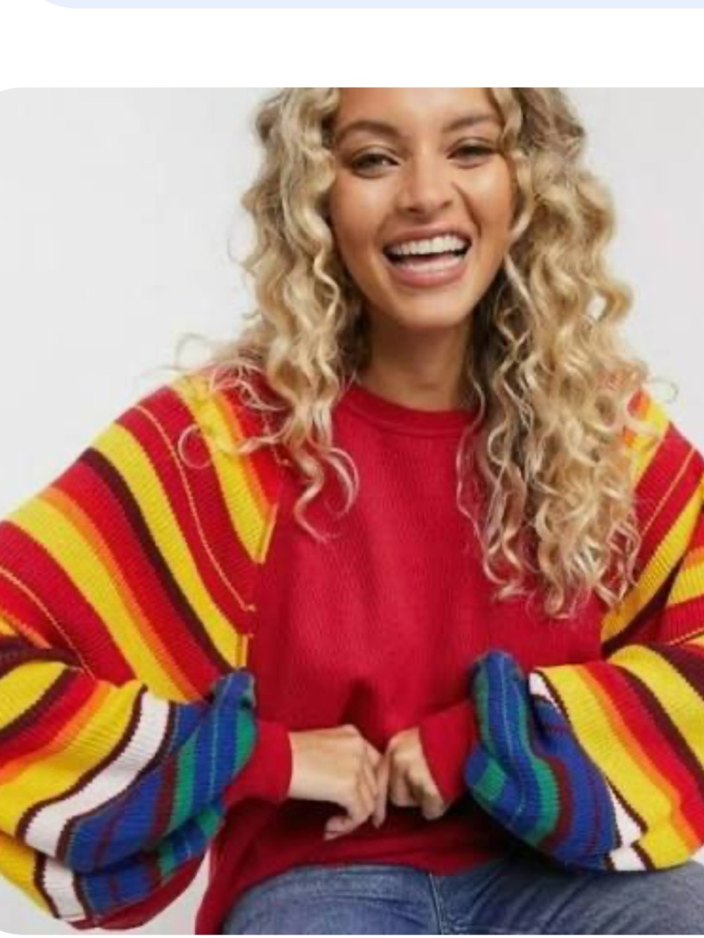 NWT Free People Rainbow Dreams oversized sleeve top in red  Size M